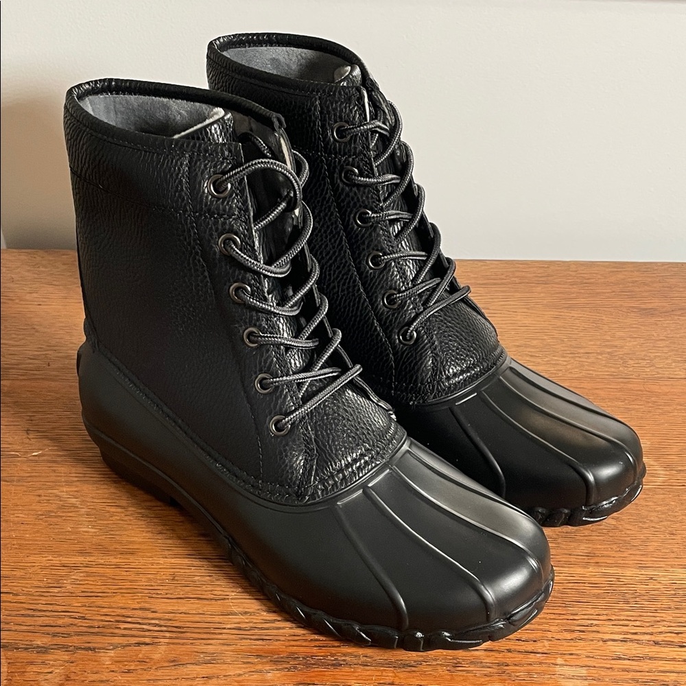 JBU Black Lace-Up Waterproof Winter Boots